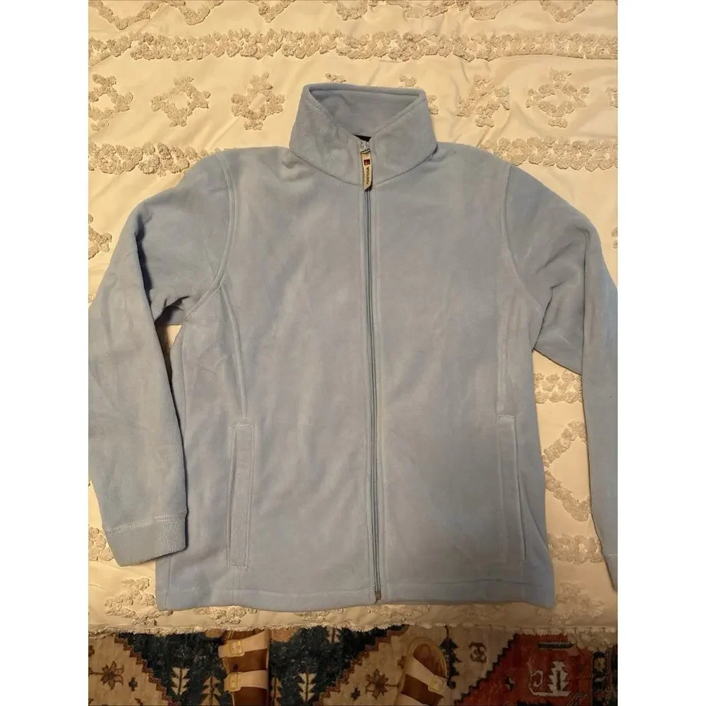 Woolrich Jacket Womens Small Blue Fleece Full Zip Pockets Collar Warm Winter - Picture 2 of 5